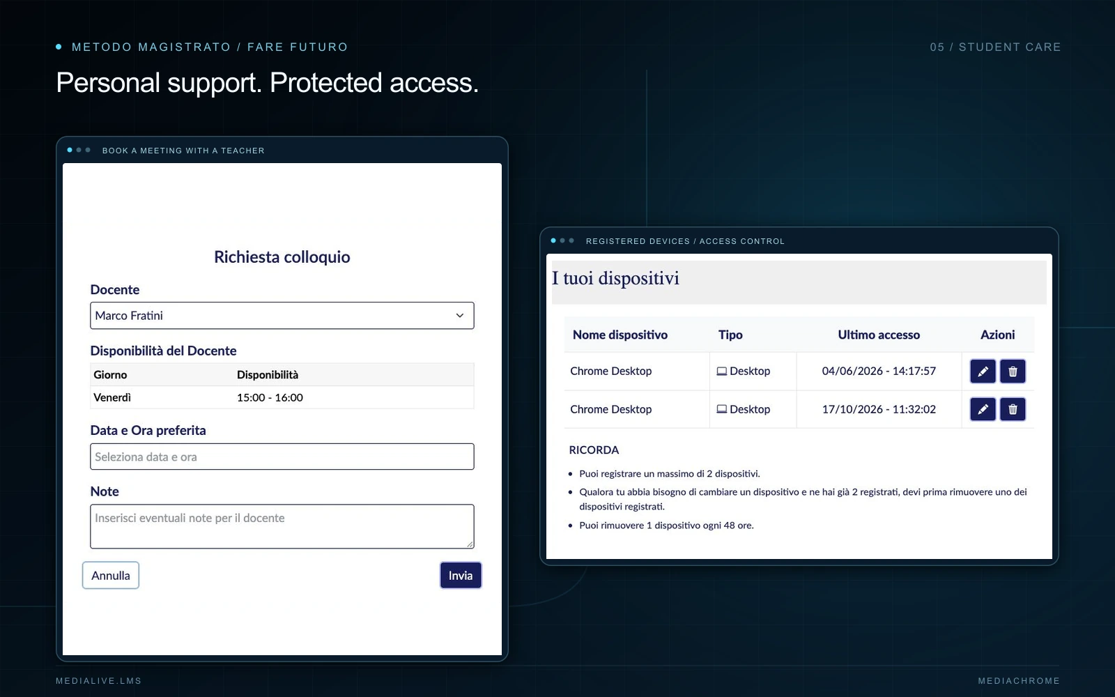Teacher appointment requests and student device access controls